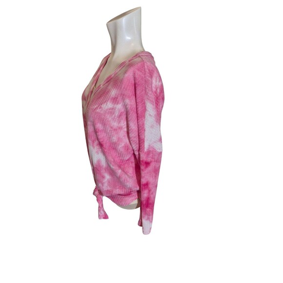 IWOLLENCE Women's Waffle Knit Tunic Top Henley Oversized Dolman High Low Pink S - Picture 4 of 9